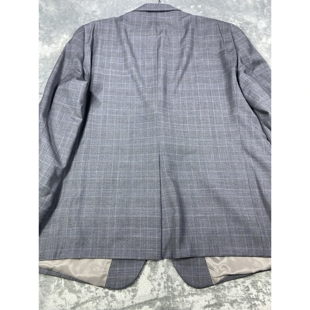 VTG Hart Schaffner Marx Sport Coat Sz 54L Blue Windowpane Wool Blazer Jacket NOS